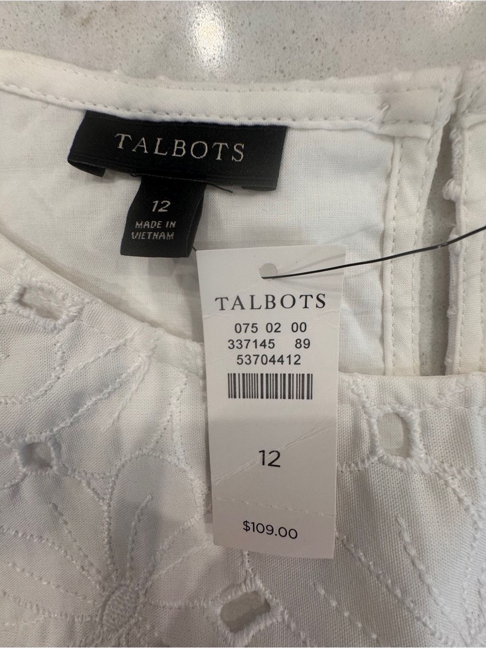 Talbots White Eyelet Puff-Sleeve Blouse - Picture 6 of 9